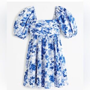 Abercrombie & Fitch Emerson Floral Blue and White Women's Dress
